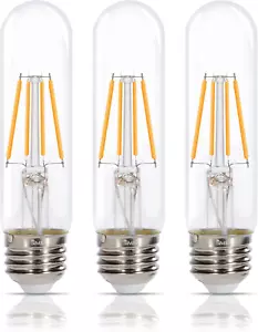 LED T10 Tubular Edison Filament Light Bulbs (3 Pack) 4W Dimmable 40W Equivalent - Picture 1 of 9