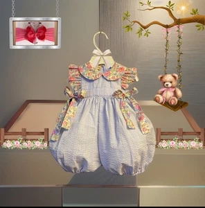 Niñas Nuevo con Etiquetas Marco & Lizzy Mameluco Arcos y Volantes Flores y Rayas Arco Libre 3 Mos - Imagen 1 de 9