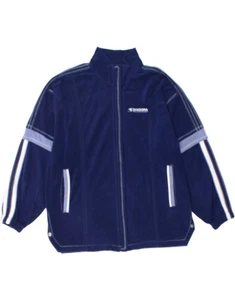 DIADORA Mens Fleece Jacket UK 38 Medium Navy Blue Striped Polyester AD17 - Picture 1 of 3