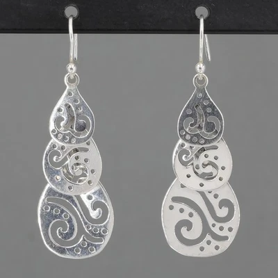 Pendientes colgantes retirados de plata de ley Silpada caída libre 3 lágrimas W2299 Foto 1 de 4