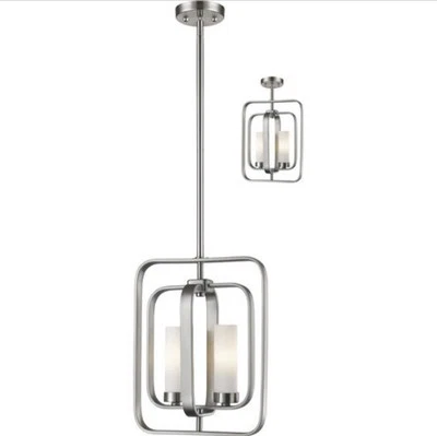 Colgante Z-Lite Aideen 2 luces 11" W con vidrio esmerilado, 6000 MP-BN - níquel Foto 1 de 4