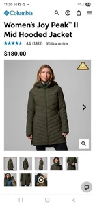 Columbia Omni Heat Infinity Joy Peak II Mid Jacket Womens XS Stone Green Hooded - Picture 1 of 6