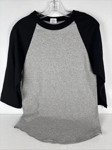 Shaka Active Baseball Raglan Shirt Small Gray Black 3/4 Sleeve Cotton Blend - Picture 1 of 12