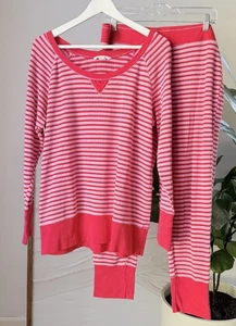 Victoria's Secret Pyjama-Set Hose Oberteil Damen rosa rot silber gestreift XL - Bild 1 von 6