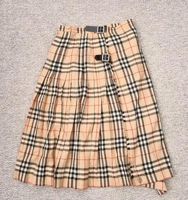 Falda de Colección Burberry Nova Cuadros Tartán Plisada Kilt Inglaterra Reino Unido 14 Largo Foto 1 de 4