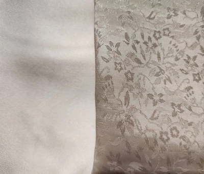 Fabric Silk? Polyester? Ivory Floral Unbranded - Image 1 of 3