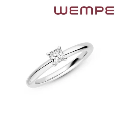 Wempe Verlobungsring One 18k Weißgold 1 Diamant Princess-Schliff 0,30 CT Gr. 54 - Bild 1 von 4