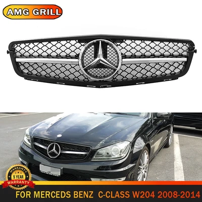Grill For Mercedes Benz W204 C-Class C300 C350 2008-2014 Front Grille w/Emblem Foto 1 de 4