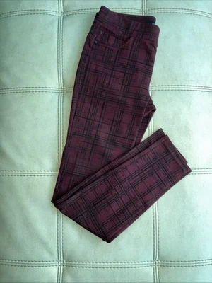 Liverpool Reagan Plaid Skinny Burgundy Leggings/Pants/Jeans Women’s Sz 8/30x29 - Image 1 of 4