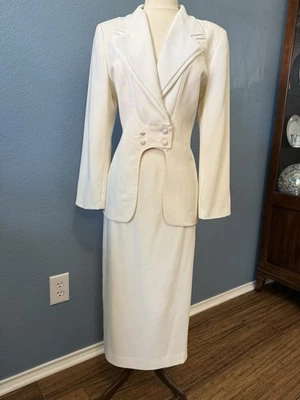 Conjunto de traje/falda vintage de crepé de poliéster Roma DeLana. Elegante Lujo RARO Talla 8 Foto 1 de 4