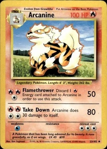 Vintage Wotc Pokemon Arcanine Base Set 23/102 Light Play LP - Picture 1 of 2