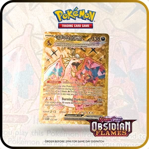 Juego de cartas coleccionables Pokémon Charizard EX - DORADO - Arte completo - Llamas de obsidiana - 228/197 - Imagen 1 de 11