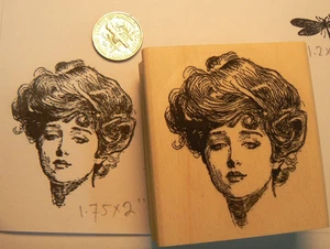 Estampilla de goma P11 Gibson Girl 1.5x1.3" WM - Imagen 1 de 2