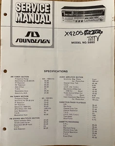 SOUNDESIGN MODEL NO. 5880 AM/FM STEREO RECEIVER CASSETTE ORIGINAL SERVICE MANUAL - Picture 1 of 1