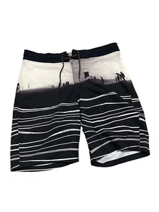 Old Navy Black/White Swim Trunks Board Shorts Mens Size 34 - Picture 1 of 6