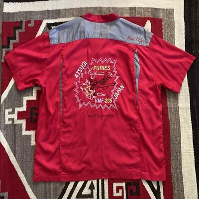 Avirex спортивная рубашка мужской большой Японии винтажный вышитый цепочка вискоза - Изображение 1 из 4