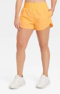 Women's High-Rise Orange Crinkle Shorts All in Motion Pockets With Zipper Sz XS - Picture 1 of 4