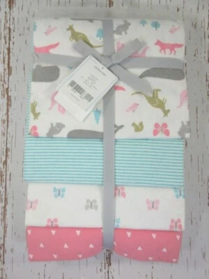 NWT Girl 'jungle' themed Carter receiving blankets Pink and teal 30x40 inches  - Image 1 of 2