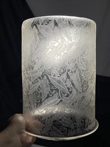 Antique Acid Etched Glass Oil Gas Hall Lamp Shade Victorian Cylinder 7x10 8” Fit - Picture 1 of 24