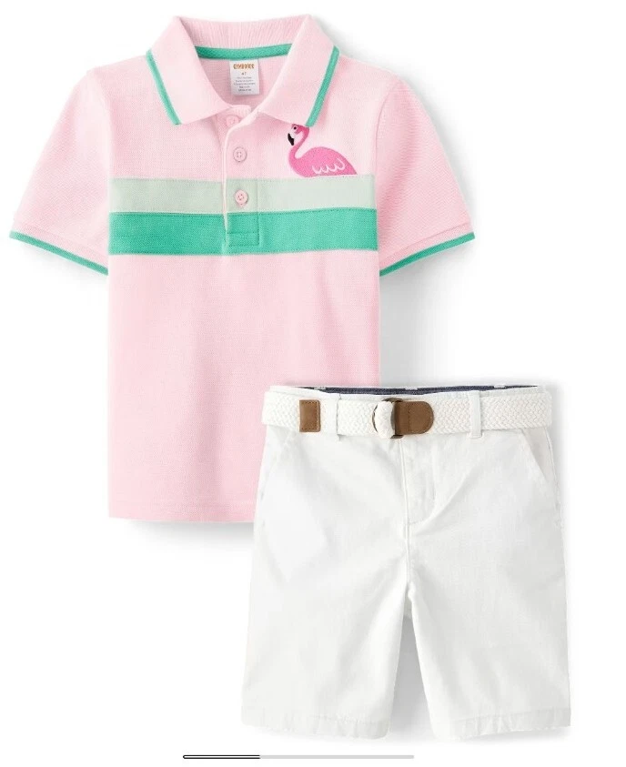 Gymboree 10 Tropical Paradise Rosa Flamenco Polo Blanco Conjunto Pantalones Cortos Nuevo con Etiquetas 2023 Foto 1 de 4
