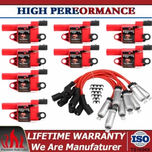 8Pcs D514A UF414 Ignition Coils & 8 Spark Plug Wires For Chevrolet GMC 6.0L 5.3L - Picture 1 of 12