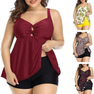 Women Sexy Plus size Tankini Set w/Shorts Swimsuit Bathing Traje de Baño Mujer - Picture 1 of 21