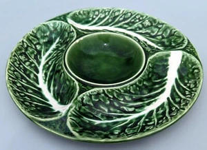 Portugal Cabbageware Servierschale Schale geteilt segmentiert grünes Blatt Vintage von Secla - Bild 1 von 8