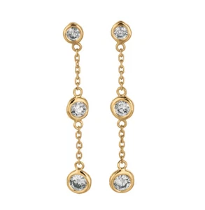 0.50 Ct Natural Diamond Bezel Drop Earrings G SI 14K Yellow Gold - Picture 1 of 2