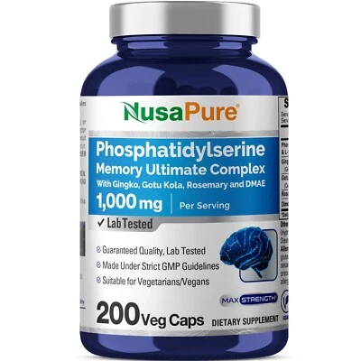 NusaPure Phosfatidilserine Memory Ultimate Complex 1000 mg 200 cápsulas vegetarianas Foto 1 de 4