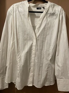 A.N.A White/ Silver button up long sleeve shirt 3x New with Tags - Picture 1 of 2