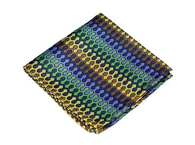 Lord R Colton Masterworks Pocket Square - Dragon Skin Navy Yellow Silk - $75 New - Image 1 of 2