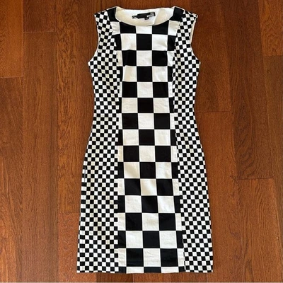 Love Moschino Checked Sleeveless Dress Bodycon Pop Art Dress - Image 1 of 4