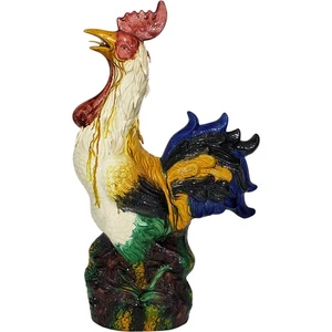Große 22" Vintage bunte Keramik Hahn Statue handbemalt Bauernhaus Küche - Bild 1 von 5