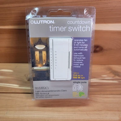 Lutron Countdown Timer Switch Maestro Light Almond  MA-T51H-LA /120V ,600W (18C3 Foto 1 de 4