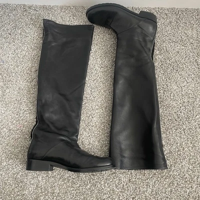 Stuart Weitzman Black Leather Micro Studded Over Knee High Boots US 6M Capsule - Image 1 of 4
