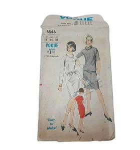 Traje Falda Damas Vogue 6546 Patrón Costura Talla 14 Sobre Dañado Era 1960 - Imagen 1 de 12