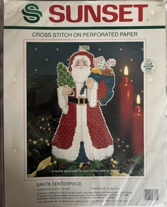Sonnenuntergang Kreuzstich auf perforiertem Papier Kit Santa Herzstück 18321 9" 14Ct Neu in Verpackung - Bild 1 von 3