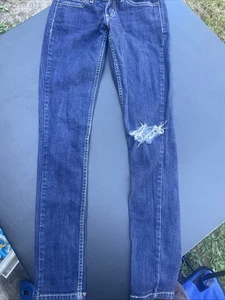 Jeans Levis 524 para mujer 1 M ajustados demasiado bajos elásticos lavado oscuro tiro bajo - Imagen 1 de 11