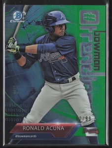 2018 Bowman Ronald Acuna Chrome #BowmanTrending Refractor Green #/99 RC - Picture 1 of 2