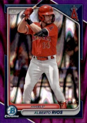 Alberto Rios 2024 Bowman Chrome Prospects Refractor Purple RayWave #BCP-98 /250 - Image 1 of 2
