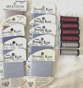 Needlepoint Embroidery Thread Collection Lot of 16 Blue Lavenders Krenik Rainbow - Picture 1 of 5