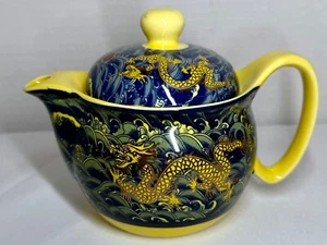 Antique Chinese Porcelain Teapot with Five Claw Dragon In the Sea - Picture 1 of 12