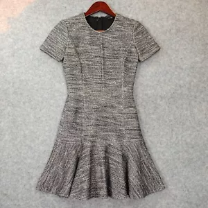 THEORY Dress XXS 00 Gray Textured Thick Career Skater Stretch Cocktail Flare - Picture 1 of 16