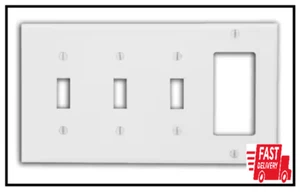 4-Gang weiß 3-Kippen/1-Decora/Wippe Kunststoff Standard Wandplatte (1er Pack) - Bild 1 von 2