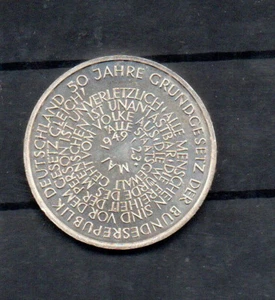 Bund 10 Mark 1999 50 Jahre Grundgesetz der Bundesrepublik Deutschland - Picture 1 of 2