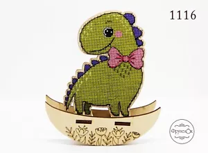 Hágalo usted mismo Kit de punto de cruz sobre madera "Dino" - Imagen 1 de 10