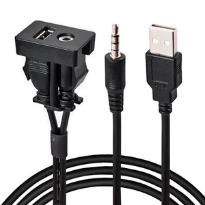 Usb Aux Flush Mount For Toyota 1m Male To Female Car Dash 3.5mm Aux Extension Ca - Picture 1 of 7