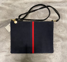 Clare V. Sac Bretelle Navy Perf Suede W Stripes Crossbody Bag Nwt Perforated