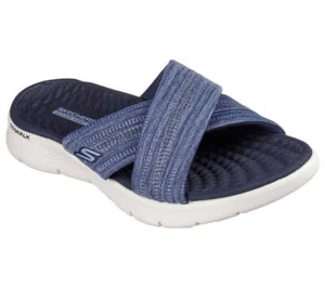 Skechers 141420 Go Walk Flex Sandal - Impress Ladies Navy Textile Water Resistan