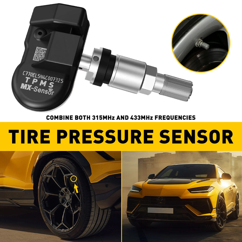 Novo TPMS 315MHz 433MHz 2 em 1 sensor automático de pressão dos pneus haste de metal EOA - Imagem 1 de 4